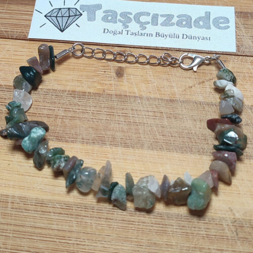 Yosunlu Akik Taşı Kırık Doğal Taş Bileklik