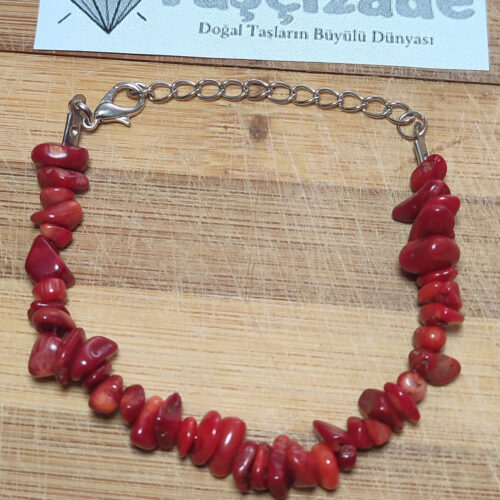Kırmızı Mercan Taşı Kırık Doğal Taş Bileklik