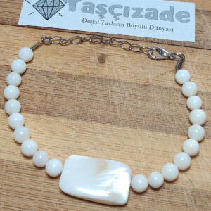 Beyaz Sedef Doğal Taş Bileklik