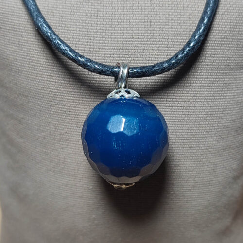 Akik Taşı Mavi Kesimli Natural Kolye