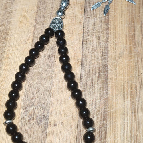 Oniks Taşı Küre Kesim Natural Tesbih 33 lü