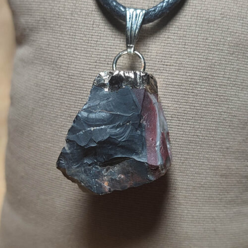 Akik Taşı Ham Siyah Natural Kolye