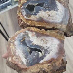 Agat ( Akik ) Taşı Çift Koleksiyonluk Jeotlu  Dekoratif Dev Parça 4067 Gr