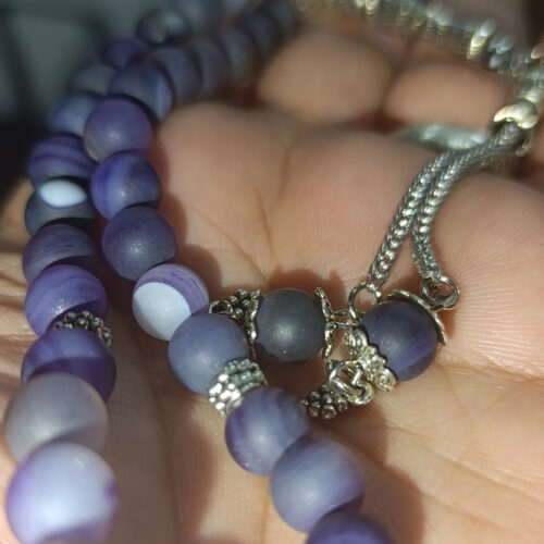 Mor Akik Taşı Mat  8 mm Doğaltaş  Natural Tesbih