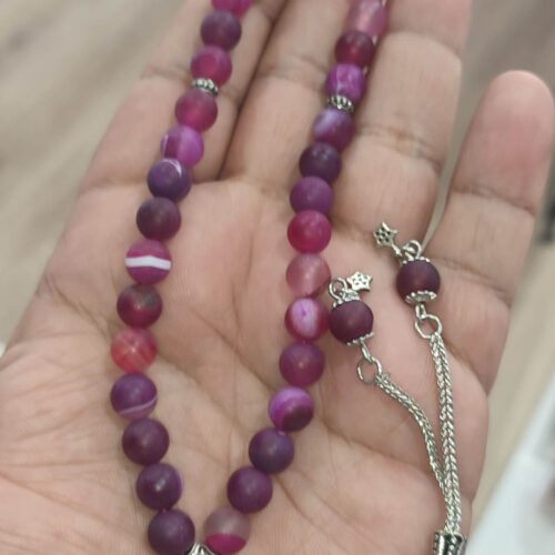 Pembe Akik Taşı 8 mm Doğaltaş Natural Tesbih