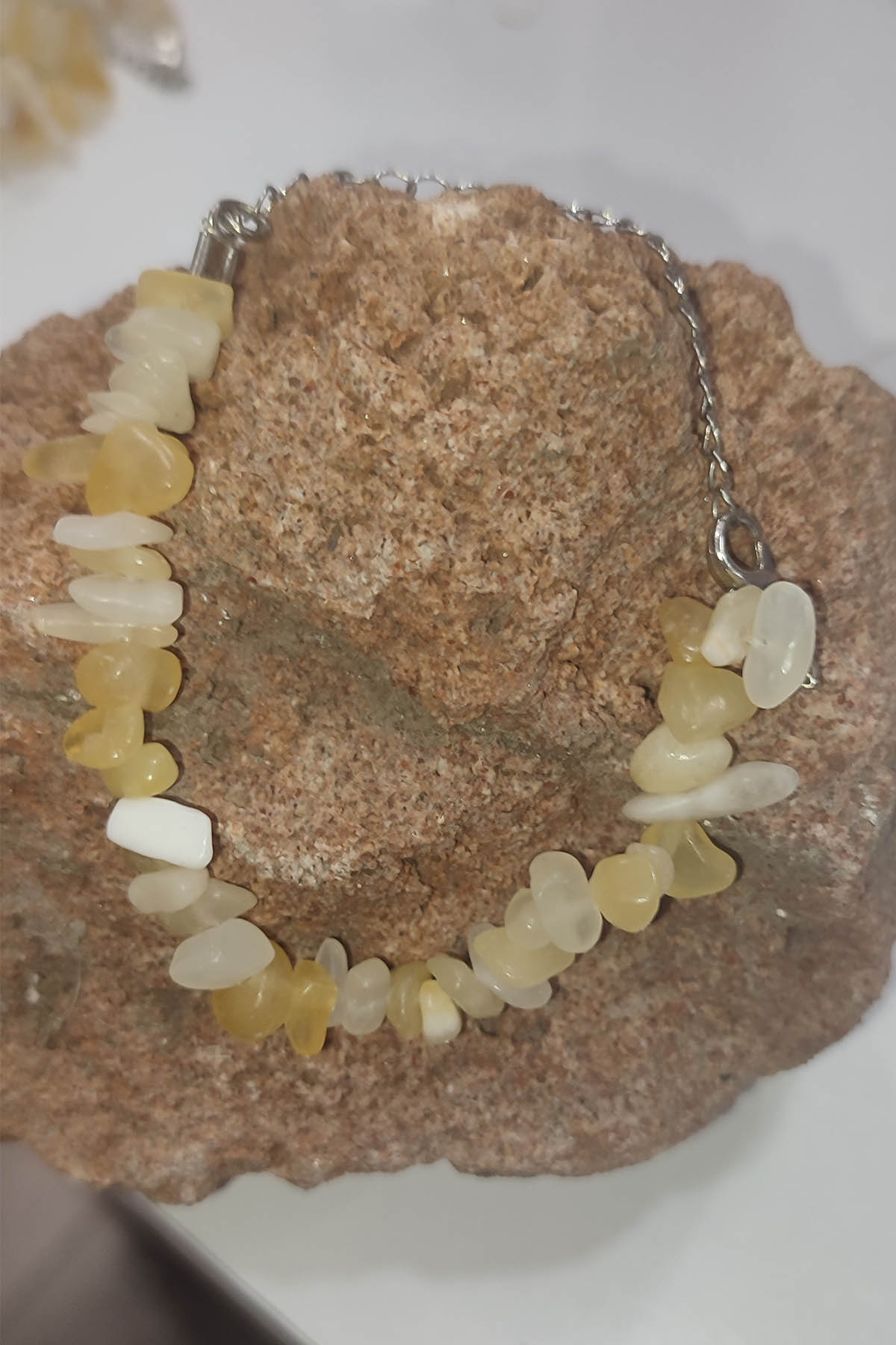 Sarı Kalsit Taşı Kırık Doğal Taş Natural Bileklik