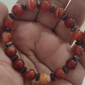 Akik Taşı Hematit Ara Taşlı 10 mm Doğaltaş Natural Bileklik