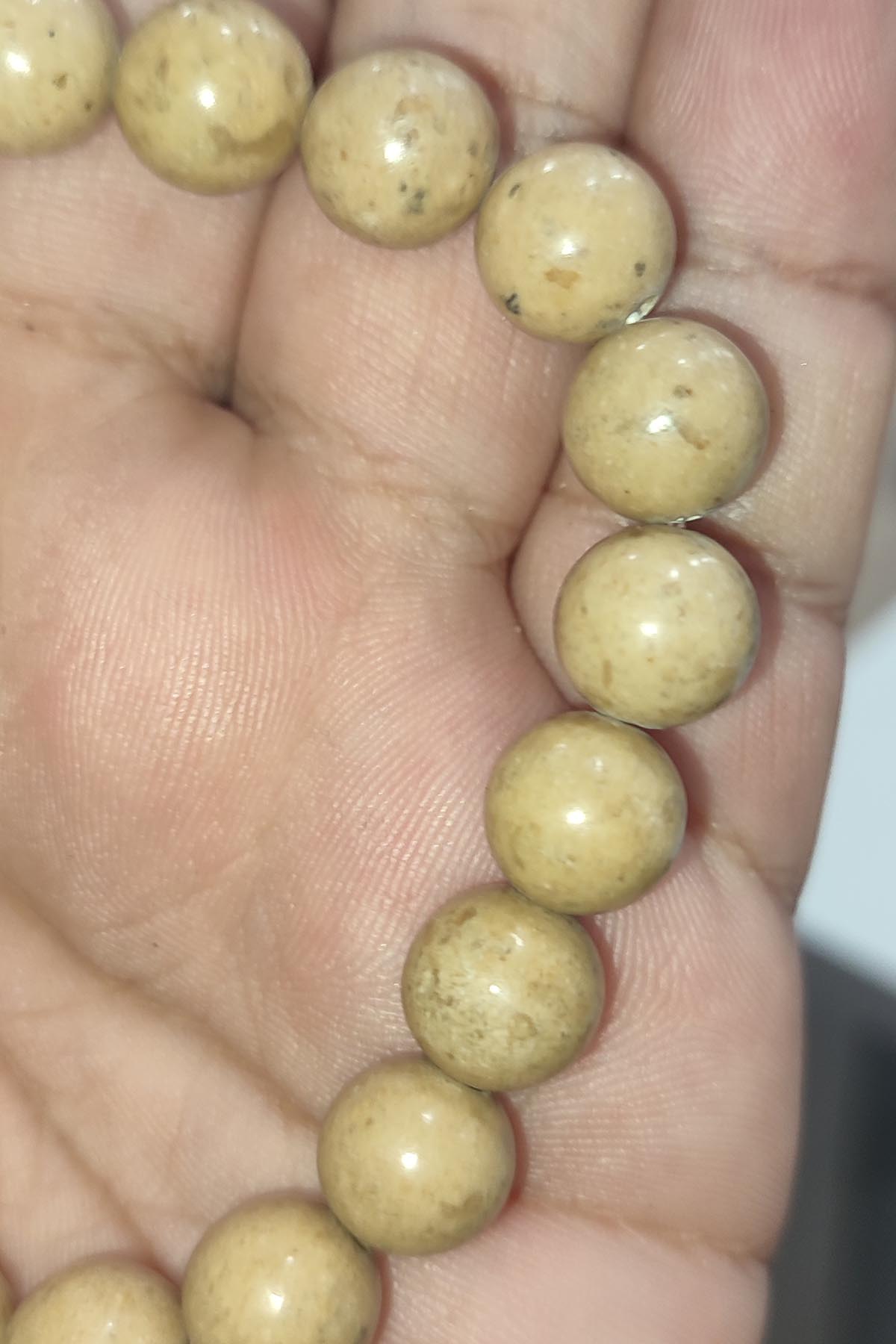 Jasper Taşı Krem Renk 10 mm Doğaltaş Bileklik - Görsel 2