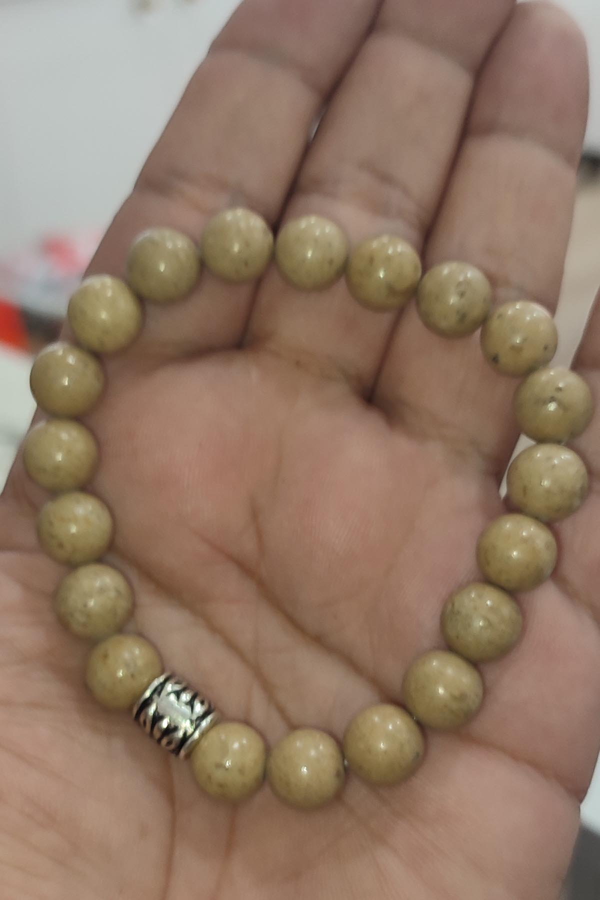 Jasper Taşı Krem Renk 10 mm Doğaltaş Bileklik