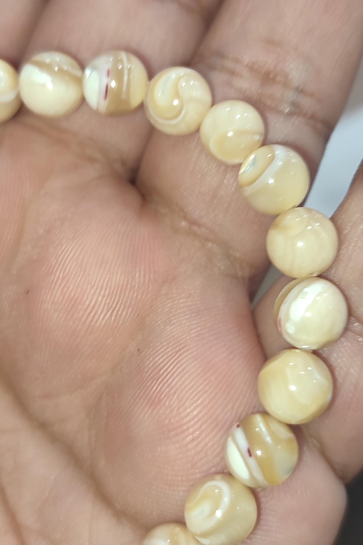 Kahverengi Sedef Taşı 8 mm Natural Doğaltaş Bileklik - Görsel 2