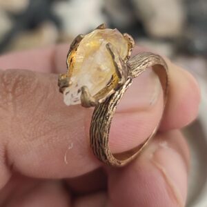 Sitrin Taşlı Bronz Ayarlanabilir Yüzük