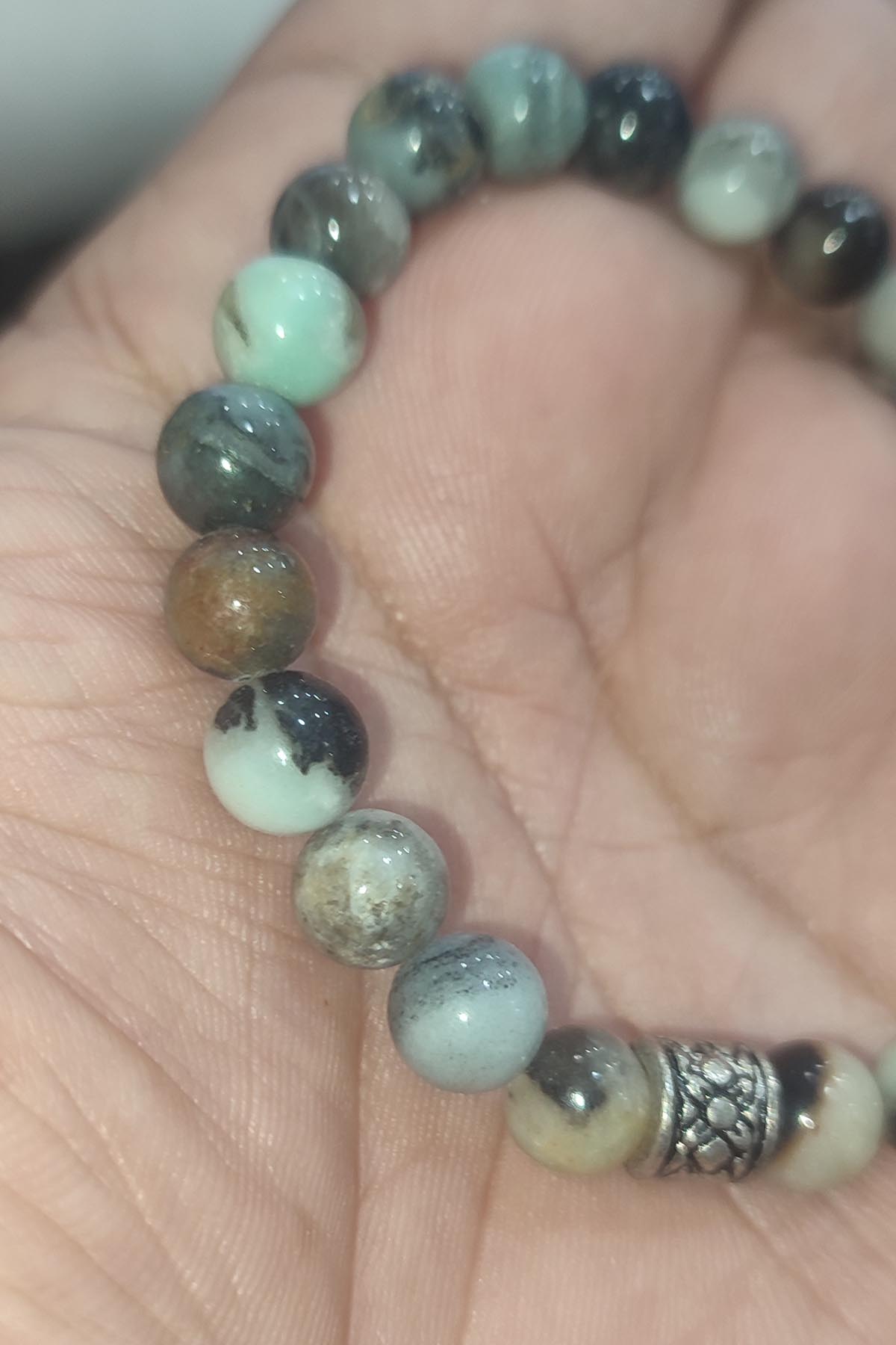 Amazonit Taşı 8 mm Natural Doğaltaş Bileklik - Görsel 3