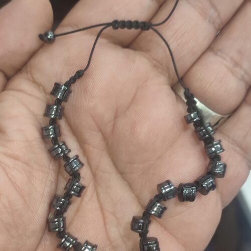 Hematit Taşı Küp Kesim Makrome Natural Ayarlanabilir Doğaltaş Bileklik