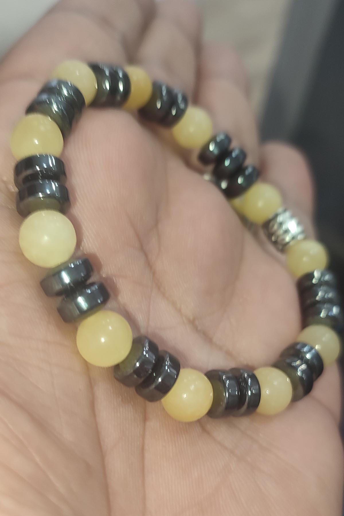 Kalsit ve Hematit Taşlı 8 mm Natural Doğaltaş Bileklik - Görsel 2