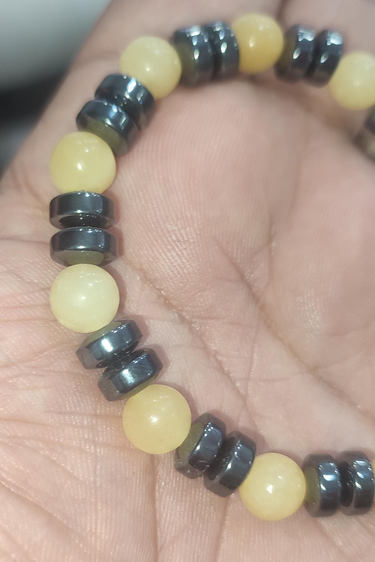 Kalsit ve Hematit Taşlı 8 mm Natural Doğaltaş Bileklik - Görsel 3