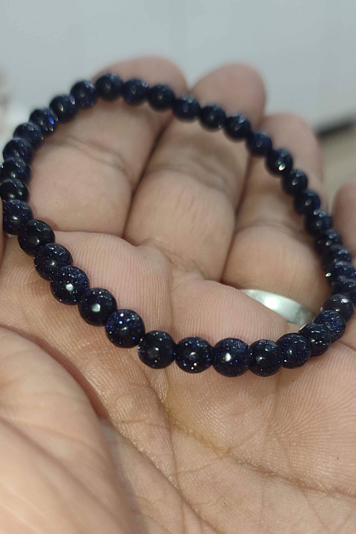 Lacivert Yıldız Taşı 6 mm Faset Kesim Natural Doğaltaş Bileklik