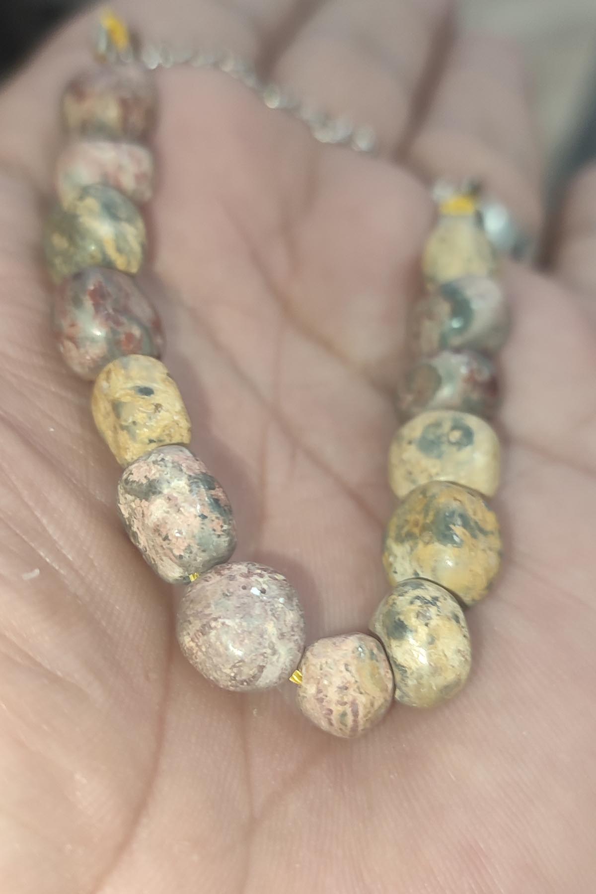Mokait Jasper Taşı Tımbıl Kesim Natural Ayarlanabilir Doğaltaş Bileklik - Görsel 2