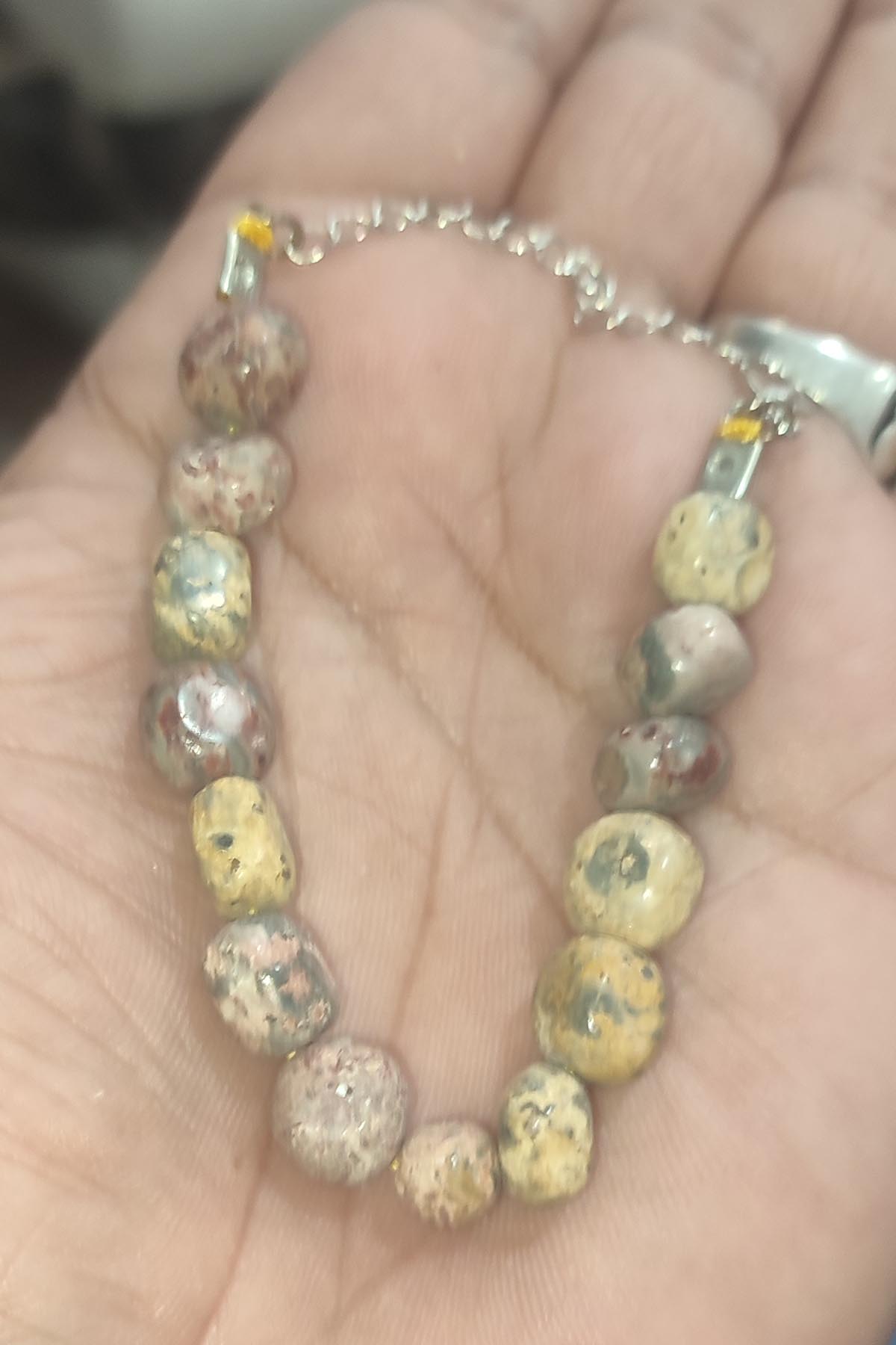 Mokait Jasper Taşı Tımbıl Kesim Natural Ayarlanabilir Doğaltaş Bileklik