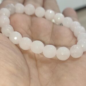 Pembe Kuvars Taşı 10 mm Faset Kesim Natural Doğaltaş Bileklik