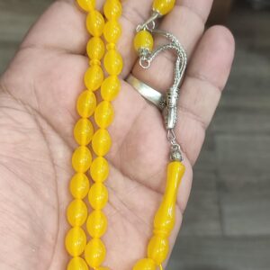 Beyzi Kesim Sarı Renk Toz Kehribar Tesbih