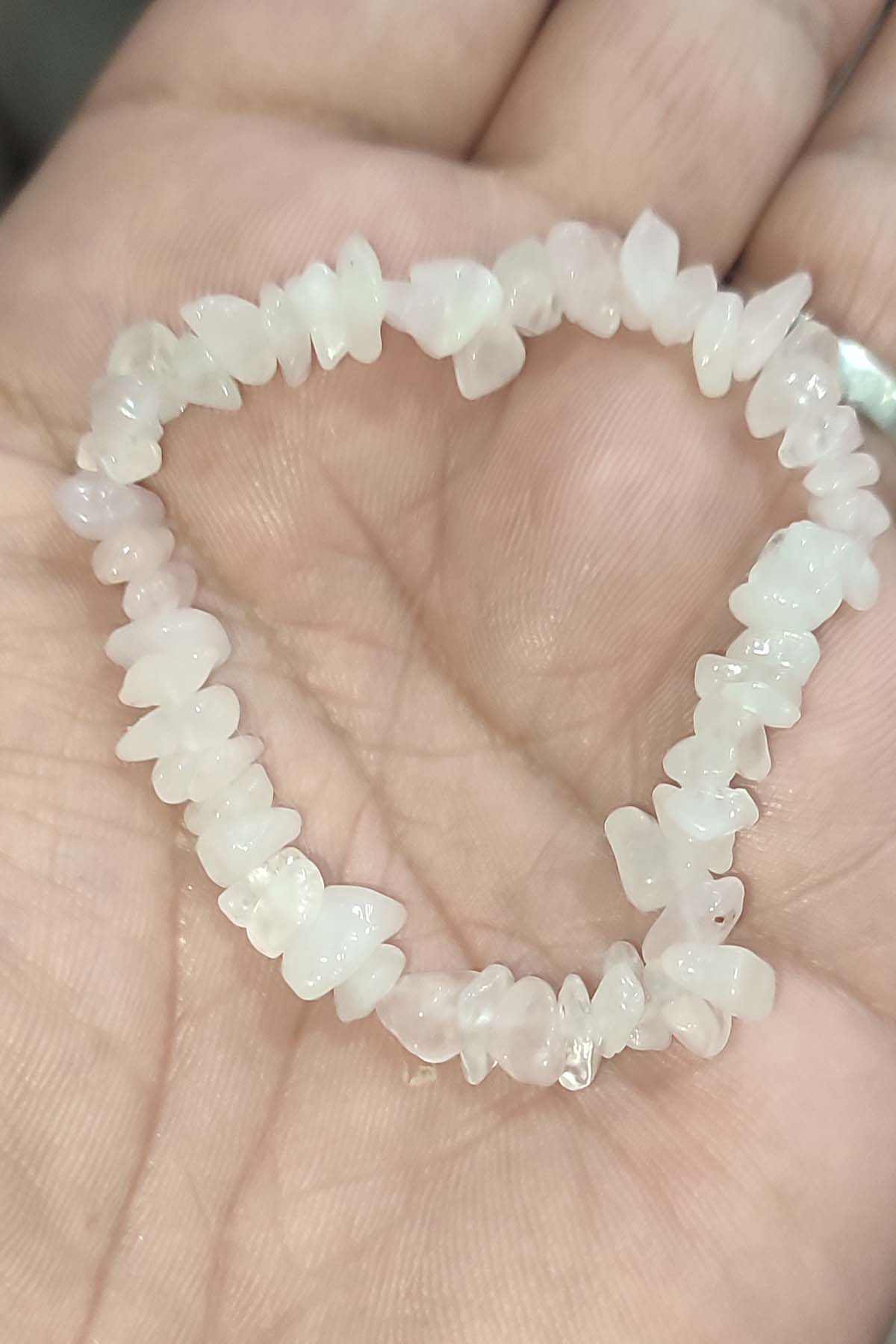 Pembe Kuvars Taşı Sıralı Natural Doğaltaş Bileklik - Görsel 2