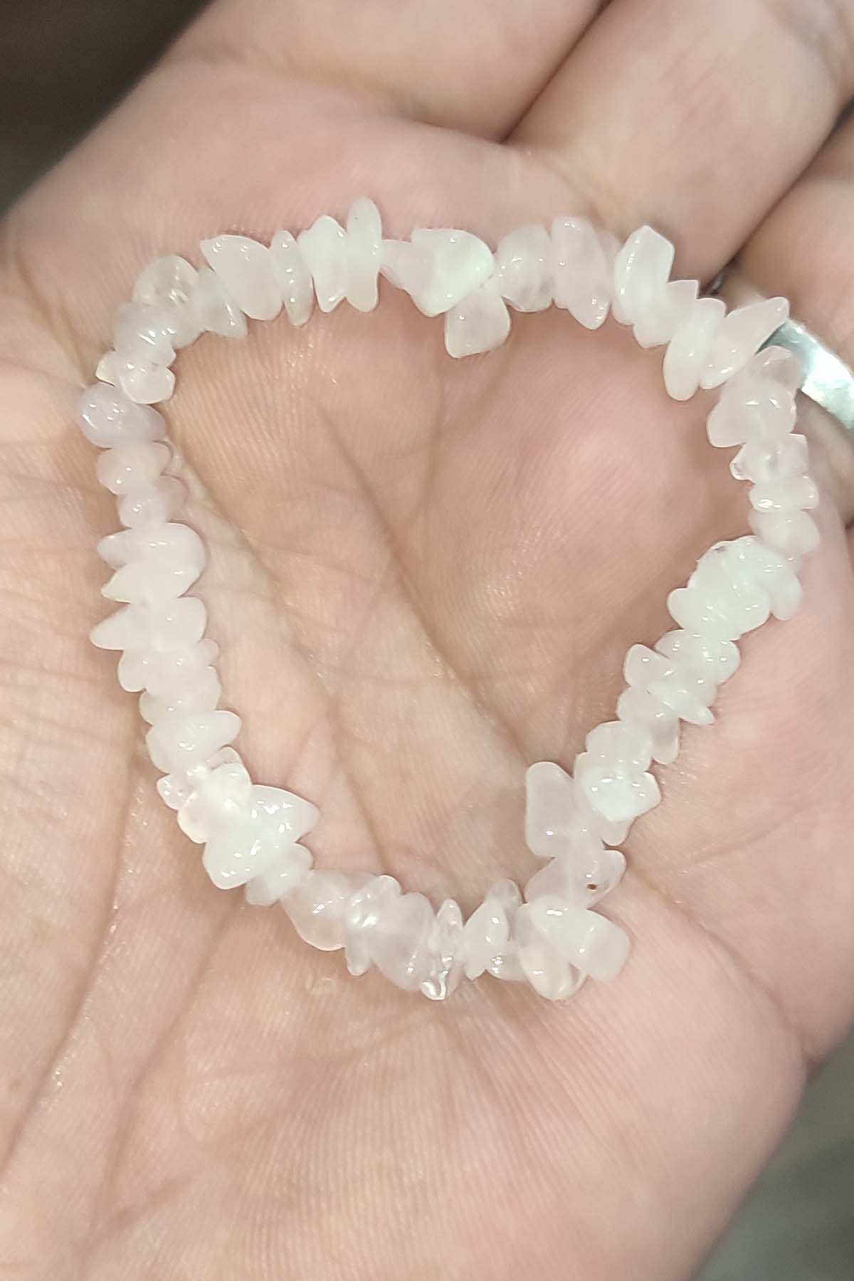 Pembe Kuvars Taşı Sıralı Natural Doğaltaş Bileklik
