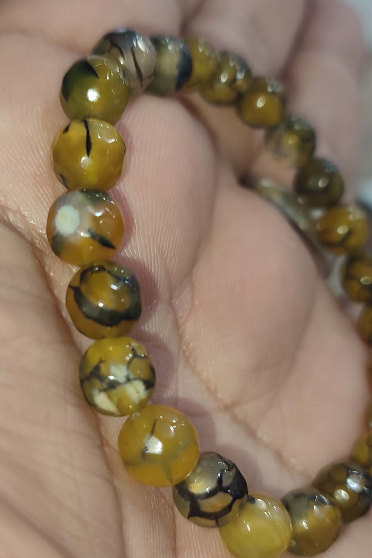 Akik Taşı Karıncalı Faset Kesim 8 mm Natural Doğaltaş Bileklik - Görsel 2
