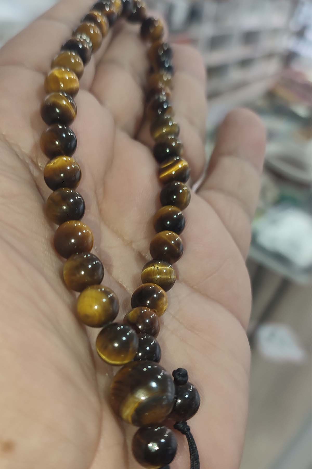Kaplangözü Taşı 8 mm Natural Uçlu Doğaltaş Tesbih - Görsel 2