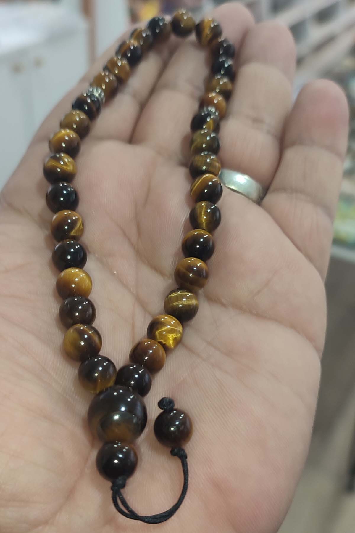 Kaplangözü Taşı 8 mm Natural Uçlu Doğaltaş Tesbih