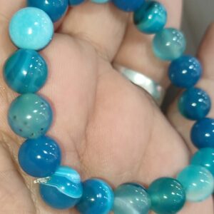 Mavi Akik Taşı 8 mm Natural Doğaltaş Bileklik