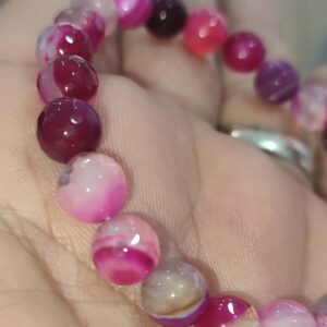 Pembe Akik Faset Kesim 8 mm Natural Doğaltaş Bileklik