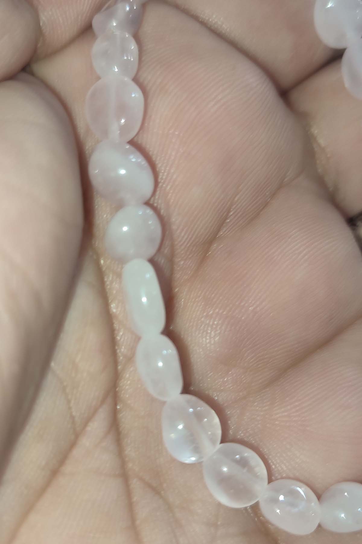 Pembe Kuvars Taşı Tımbıl Kesim Natural Doğaltaş Bileklik - Görsel 2