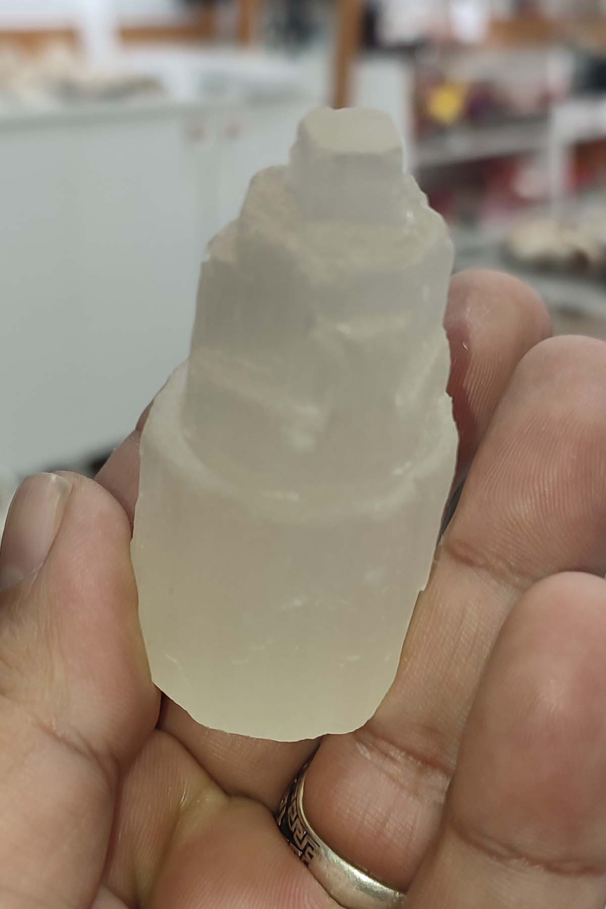 Selenit Taşı Natural Doğaltaş Kule -6 cm - Görsel 3