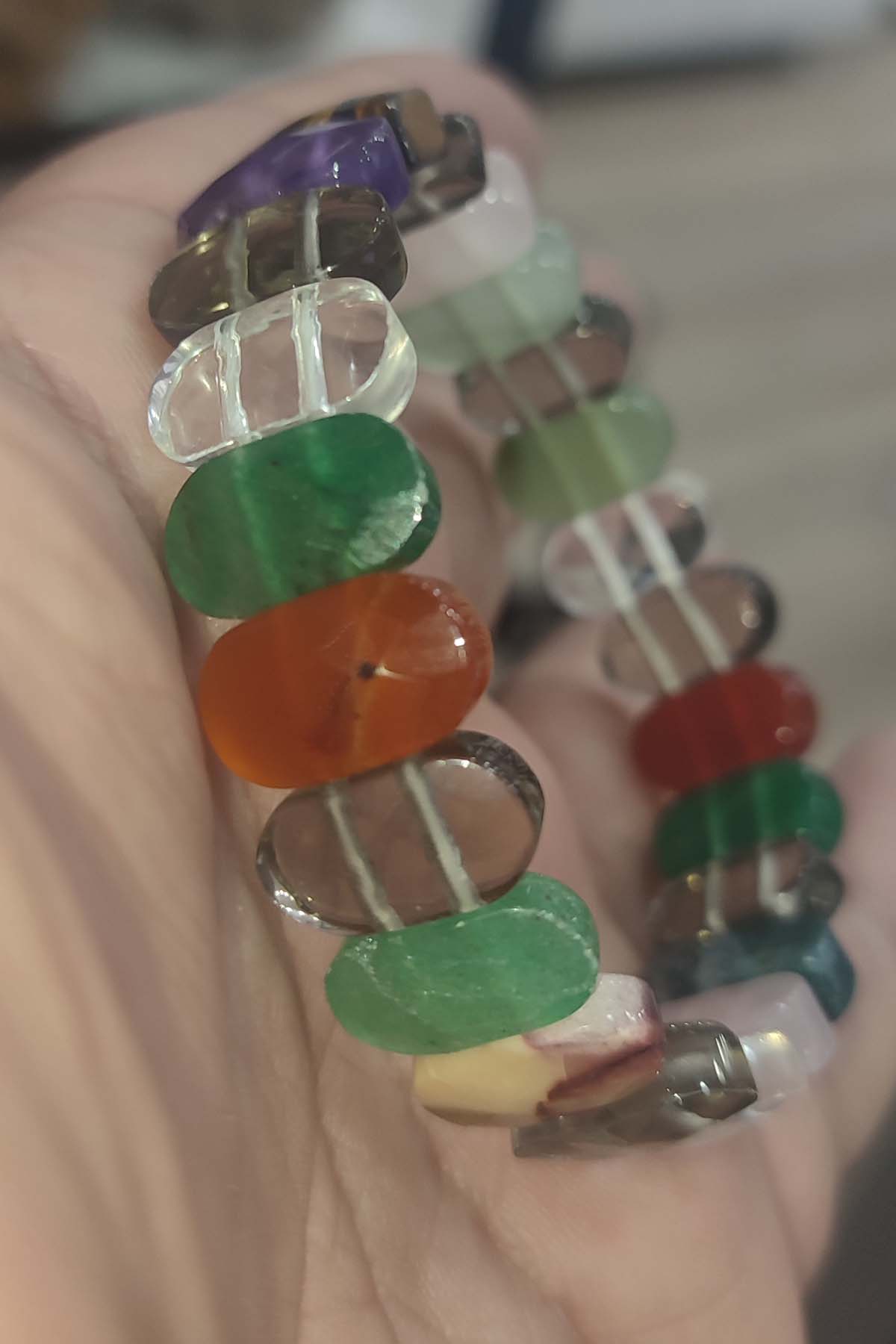 Karışık Taşlı Rolex Faset Kesim Natural Doğaltaş Bileklik - Görsel 2