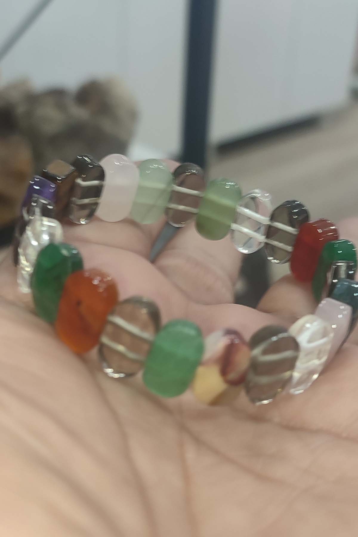 Karışık Taşlı Rolex Faset Kesim Natural Doğaltaş Bileklik - Görsel 3