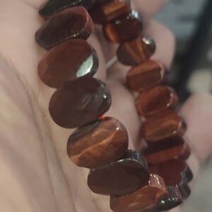Kızıl Kaplangözü Taşı Faset Kesim Natural Doğaltaş Bileklik