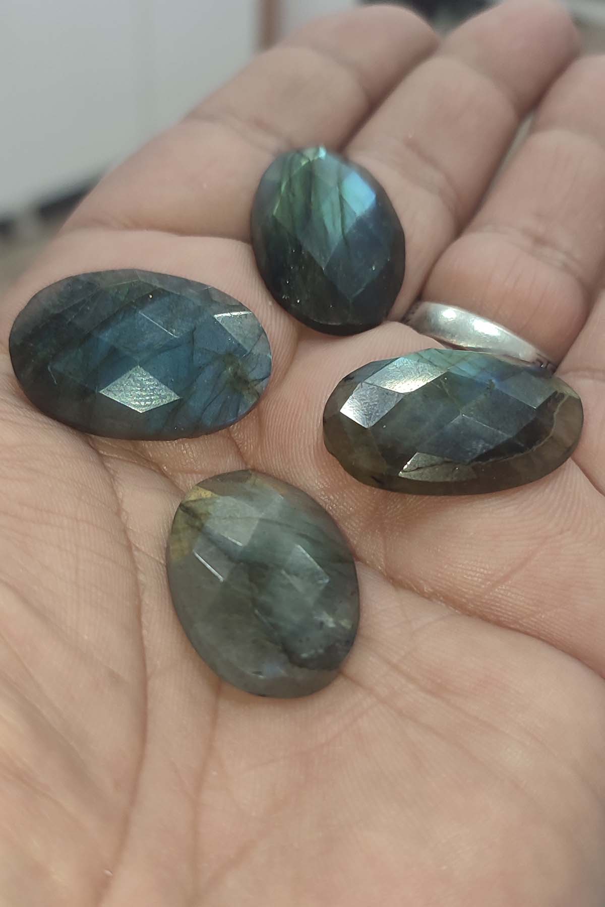 Labradorit Taşı Faset Kesim Natural Doğaltaş Kabaşon - Görsel 3