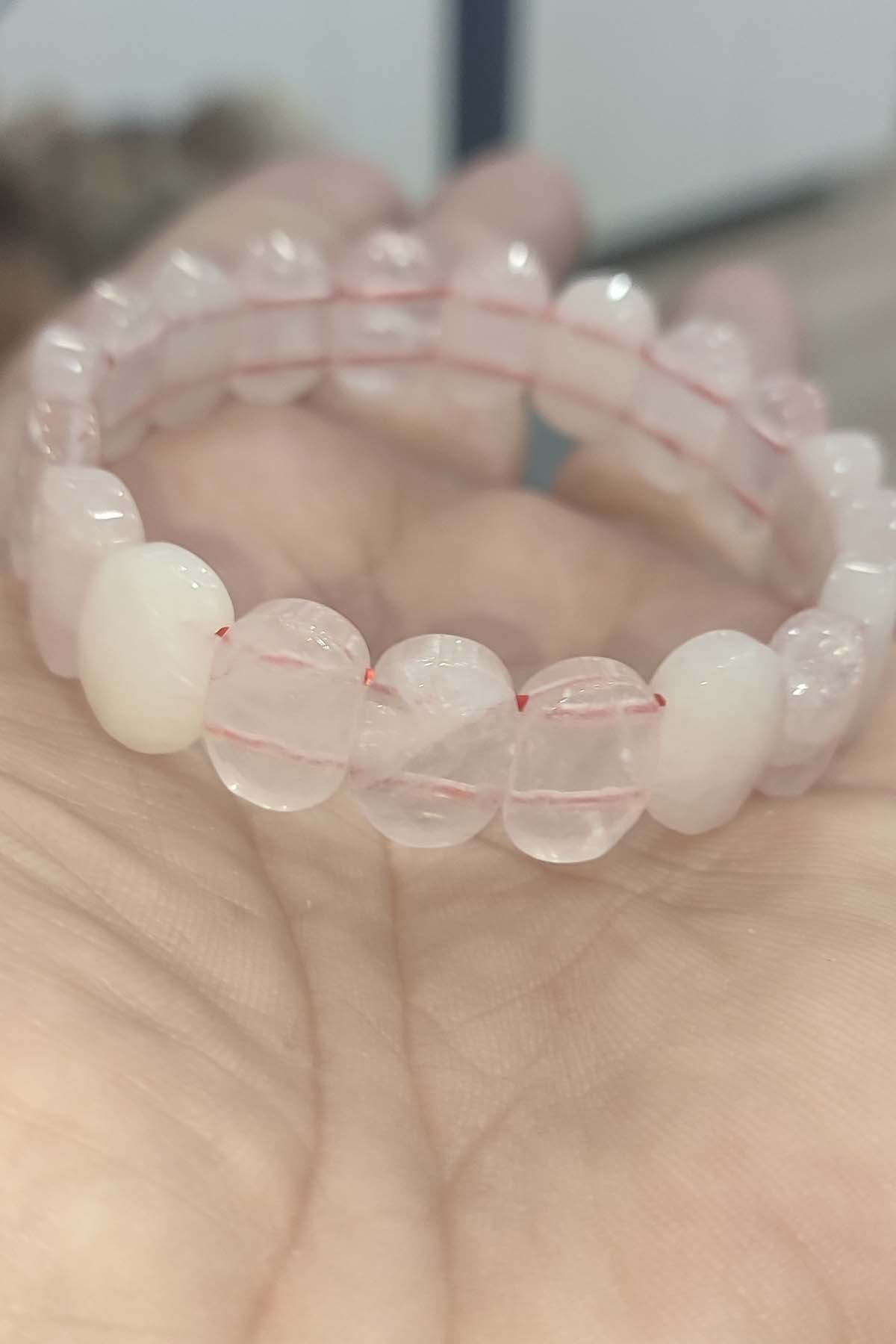 Pembe Kuvars Taşı Rolex Faset Kesim Natural Doğaltaş Bileklik - Görsel 3