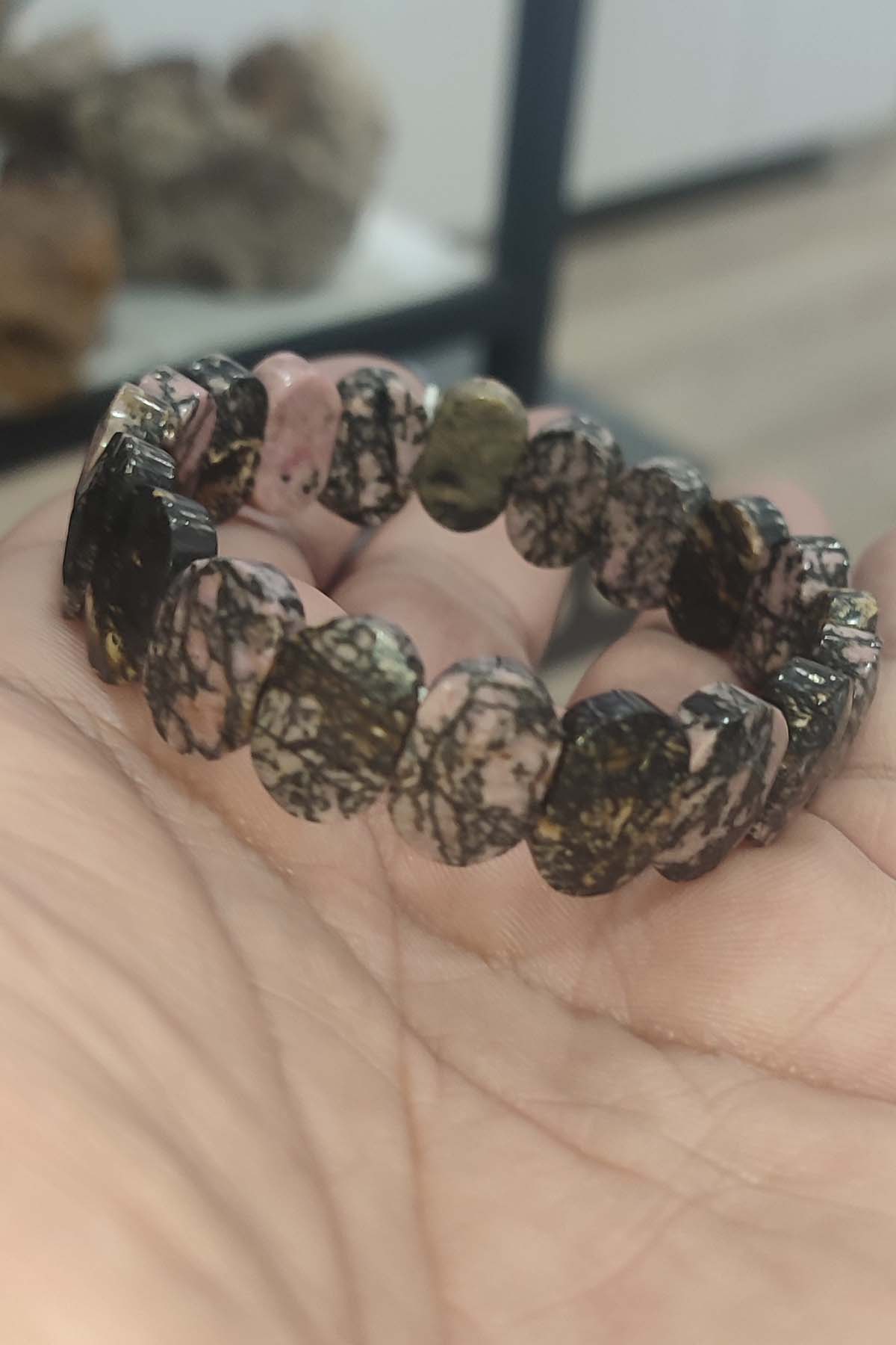 Rodonit Taşı Rolex Faset Kesim Natural Doğaltaş Bileklik - Görsel 3