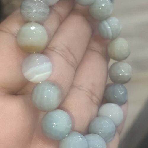 Gri Akik Faset Kesim 12 mm Natural Doğaltaş Bileklik