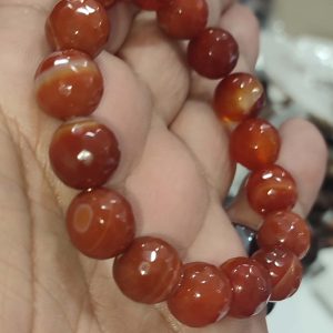 Kahve Akik 12 mm Faset Kesim Natural Doğaltaş Bileklik