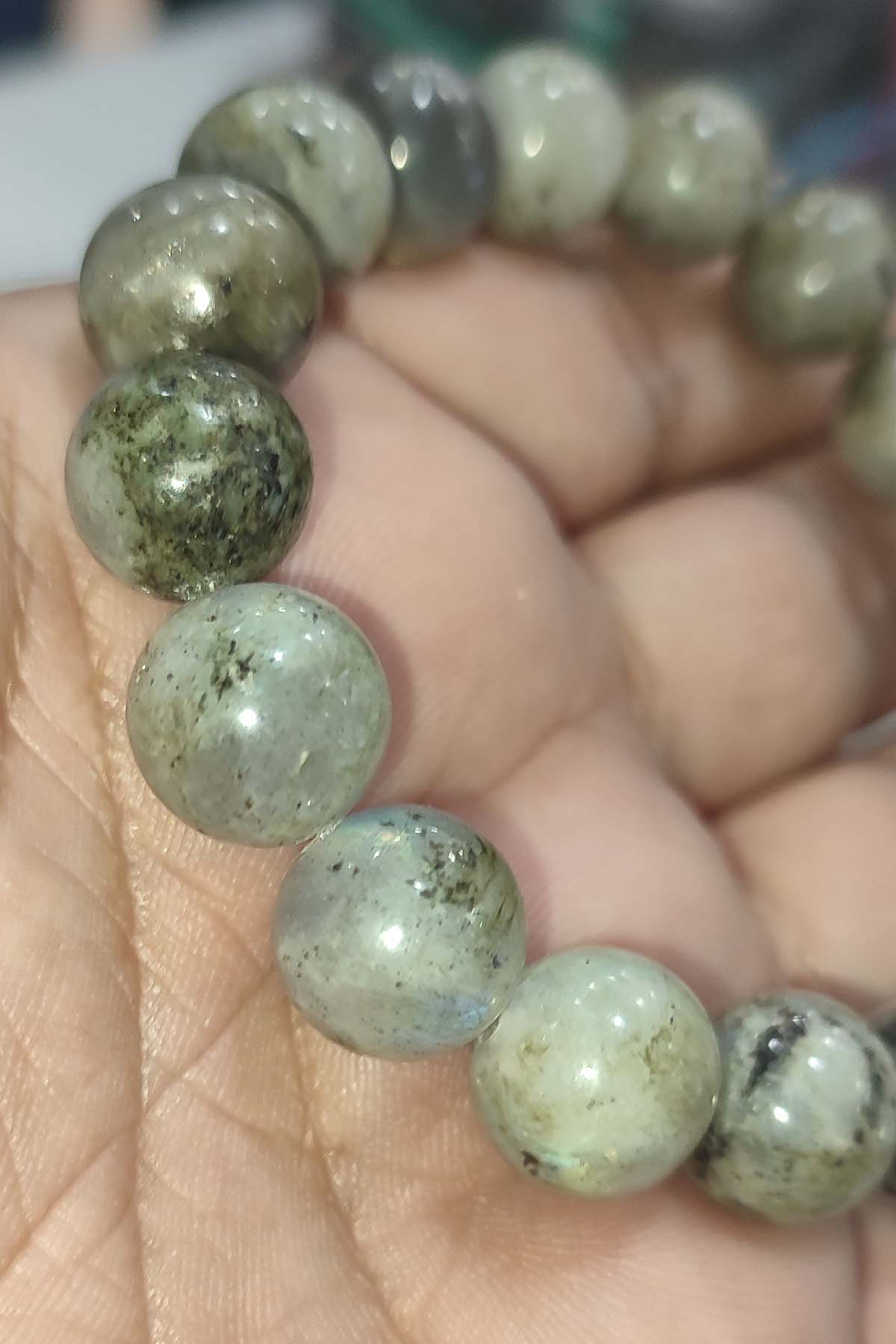 Labradorit Taşı 12 mm Natural Doğaltaş Bileklik - Görsel 2