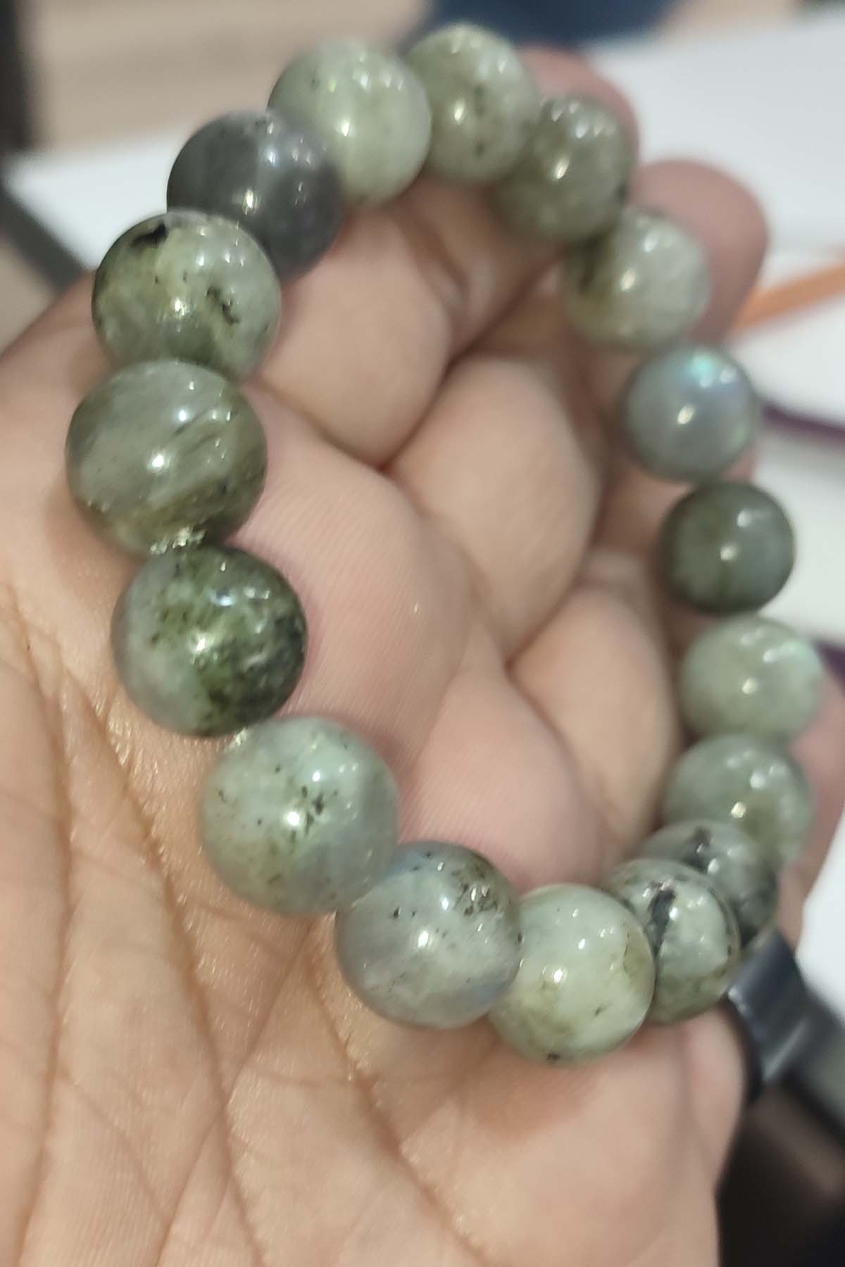 Labradorit Taşı 12 mm Natural Doğaltaş Bileklik