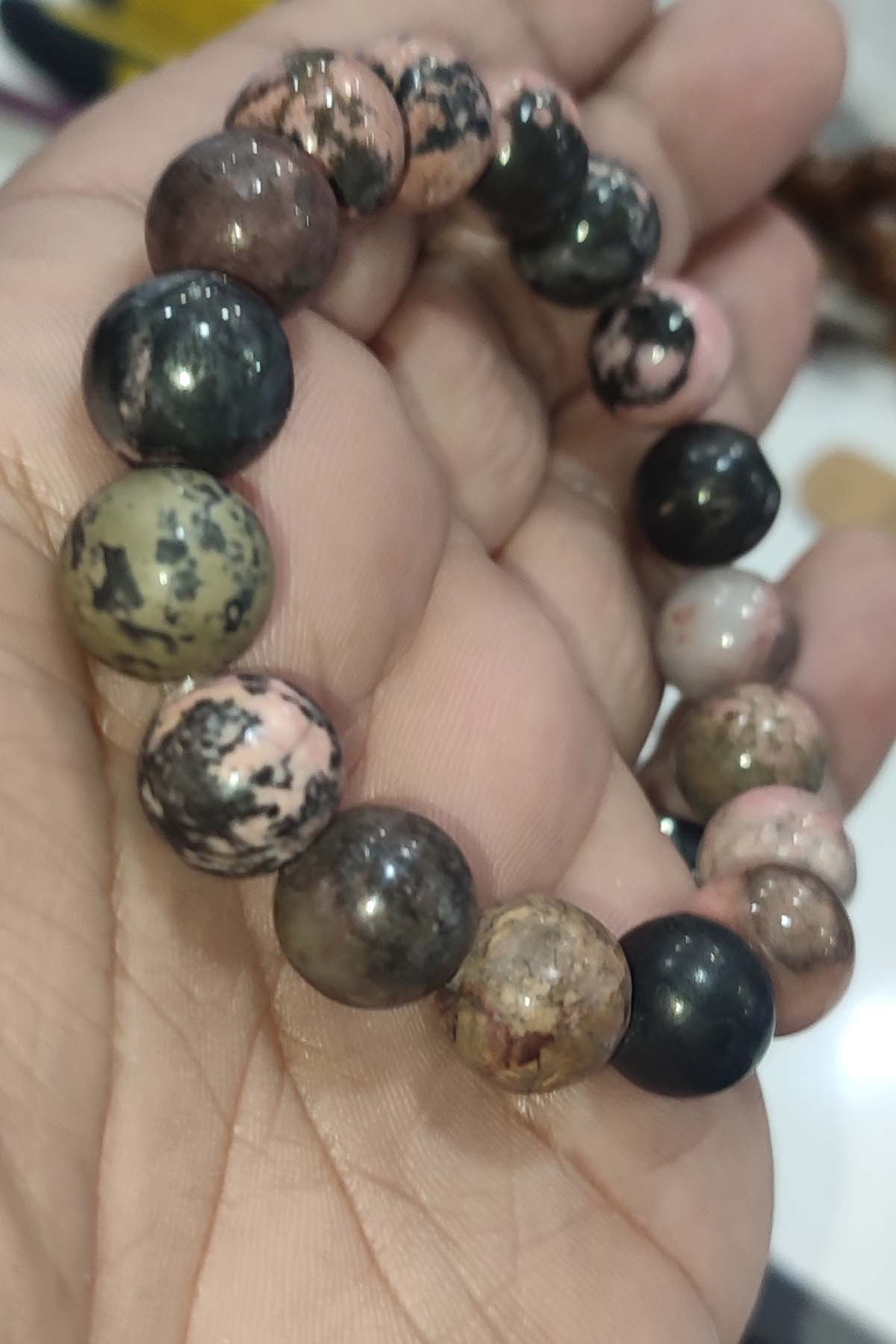 Rodonite Taşı 12 mm Natural Doğaltaş Bileklik