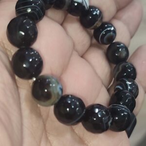 Siyah Akik 10 mm Faset Kesim Natural Doğaltaş Bileklik