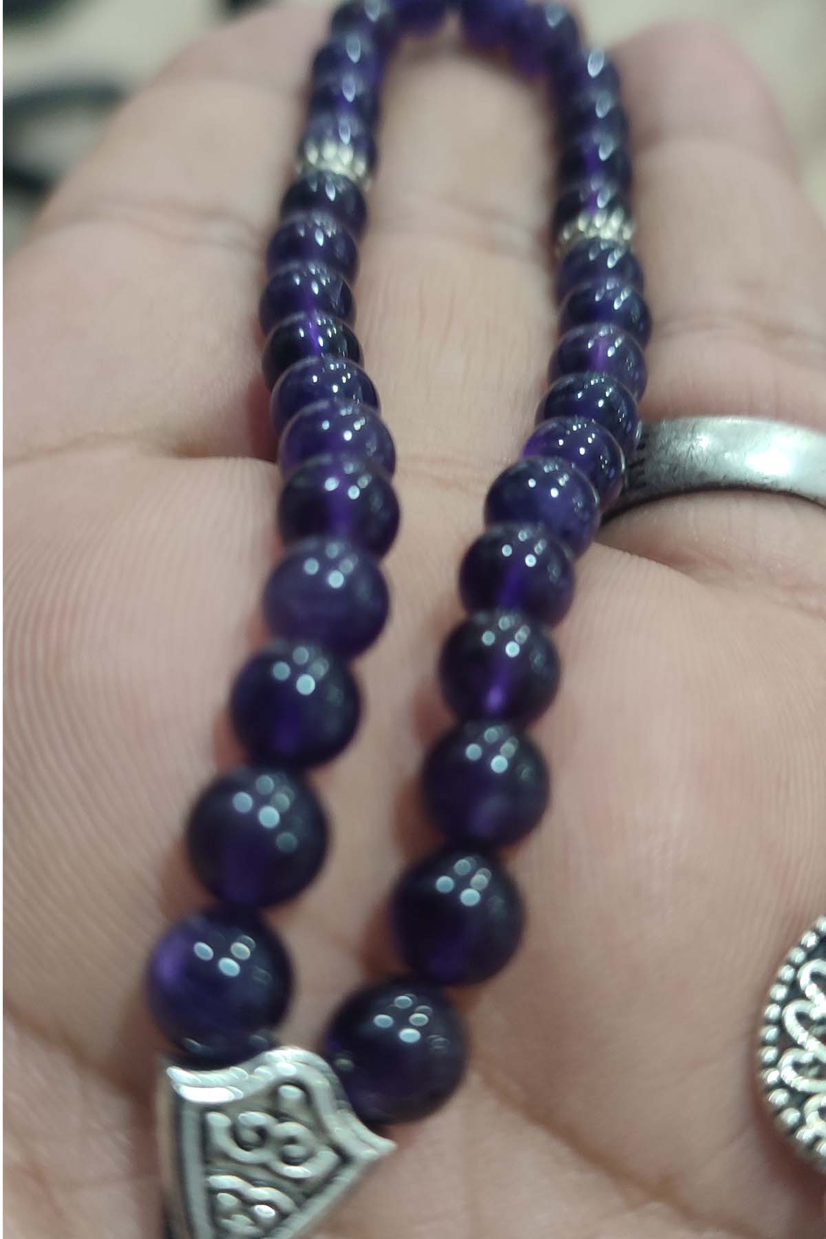 Ametist Taşı 6 mm Natural Doğaltaş Tesbih - Görsel 2