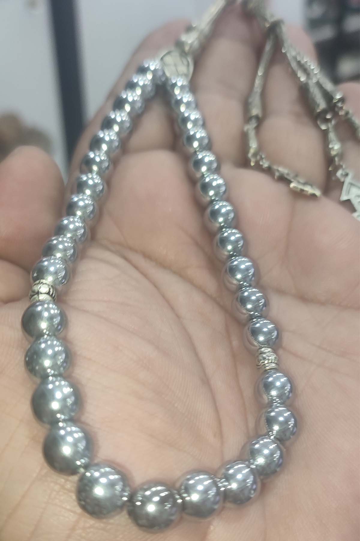 Hematit Taşı Gri 8 mm Natural Doğaltaş Tesbih - Görsel 4
