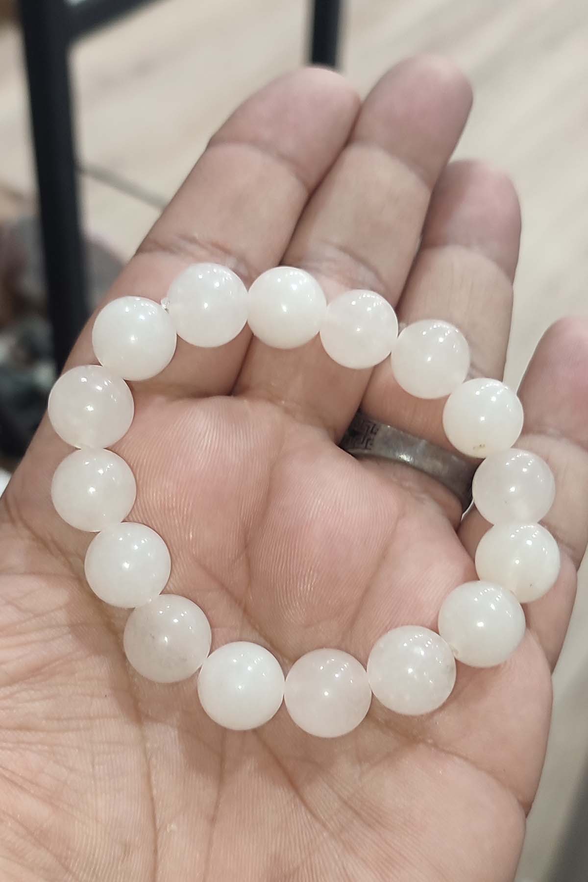 Pembe Kuvars 12 mm Natural Doğaltaş Bileklik - Görsel 2