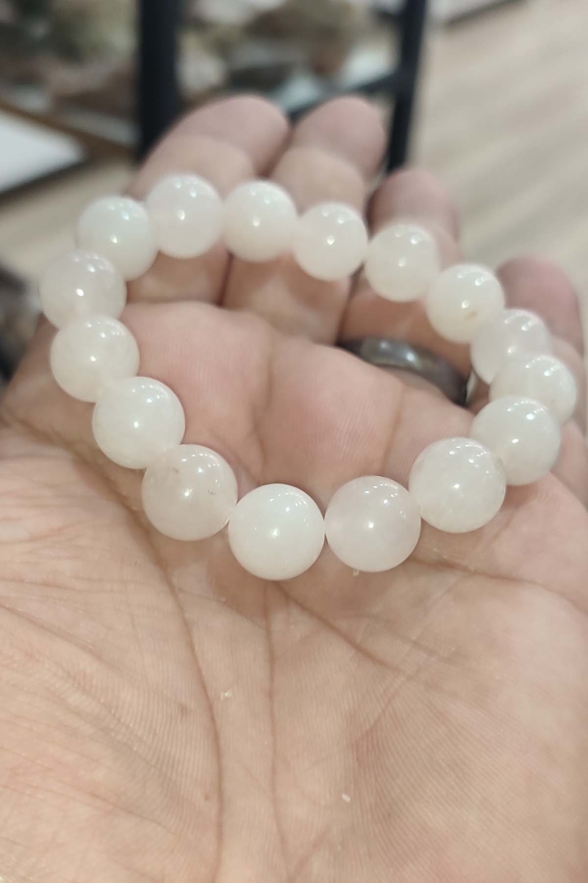 Pembe Kuvars 12 mm Natural Doğaltaş Bileklik - Görsel 3
