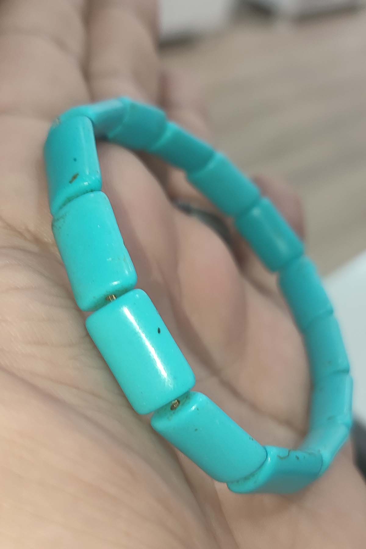 Turkuaz Taşı 15 x 9 mm Natural Doğaltaş Bileklik